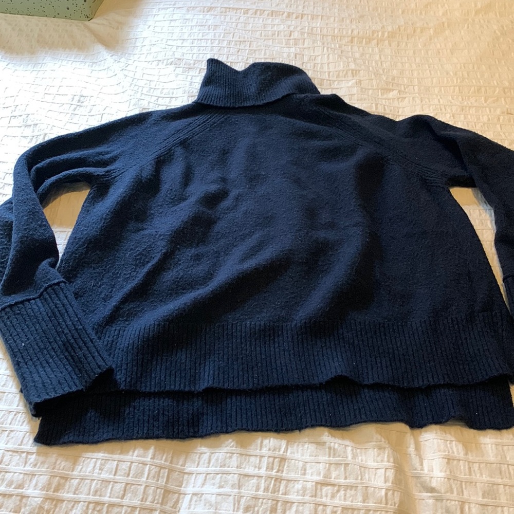 Navy blue j crew turtleneck, merino wool & alpaca